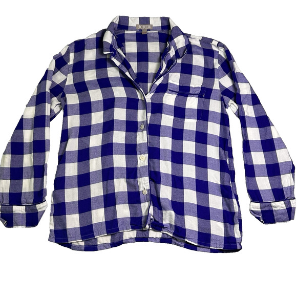 J Crew Flannel Shirt Womens Small Plaid Button Up Fall Layers Staple Capsule - Picture 1 of 8